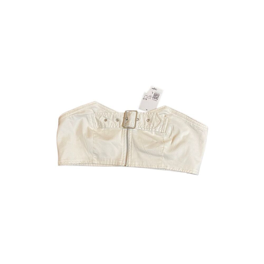 NWT forever 21 women’s cream tube top Bralette buckle detail large